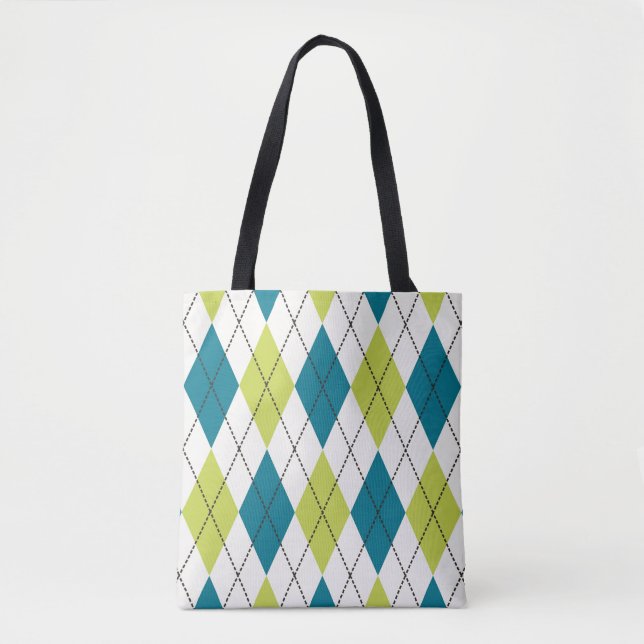 Bolso De Tela Argyle azul y verde (Anverso)