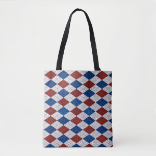 Bolso De Tela Argyle Rojo, Blanco y Azul de Glitter 4 de Julio