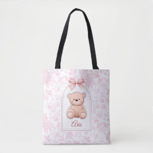 Bolso De Tela Aria   Diseño de guardería de osito rosado persona