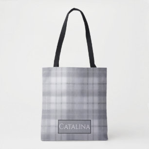 Bolso De Tela Aria Grace Silver Frost Winter Patrón de Cuadro No