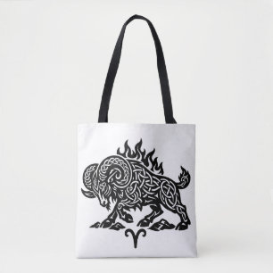 Bolso De Tela Aries Fuego‑Carnero – Zodiaco de Tinta Embrujada C