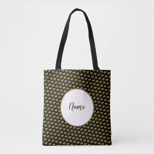 Bolso De Tela Aries Golden Astrology Personalizado (Anverso)