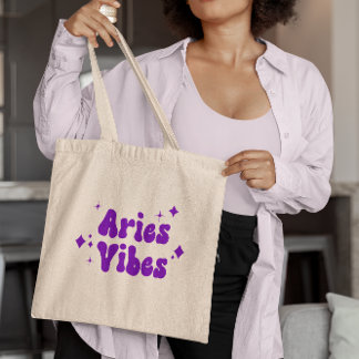 Bolso De Tela Aries Vibes Zodiac Astrología Estrellas púrpuras B