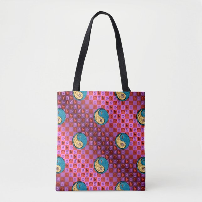 Bolso De Tela Aries y Gallo de Agua (Anverso)