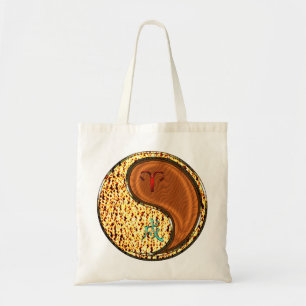 Bolso De Tela Aries y Perro de Madera