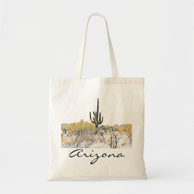 Bolso De Tela Arizona Saguaro Cactus (Frente)
