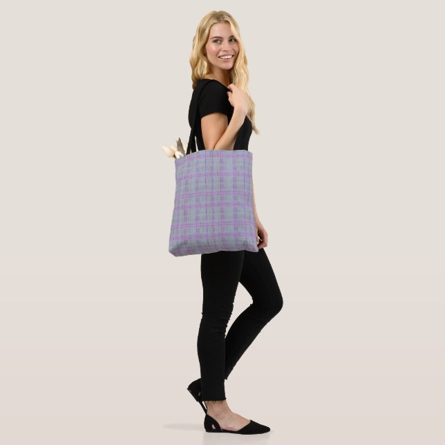 Bolso De Tela Armonía de Cuadros Lavanda  (Puesto)