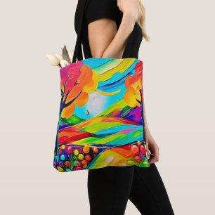 Bolso De Tela Armonía de pintura vibrante en la ladera