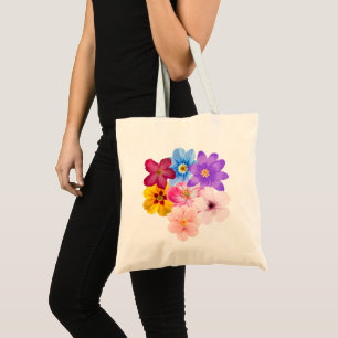 Bolso De Tela Armonía de primavera - Ramo de flores mixtas de ac