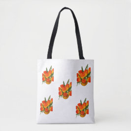 Bolso De Tela Armonía de primavera – Tulipanes naranjas y amaril