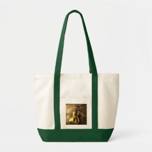 Bolso De Tela Armonía Dorada: Violin vintage en notas brillantes