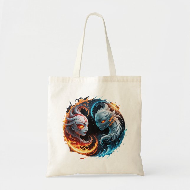 Bolso De Tela Armonía elemental, yin y yang de la naturaleza. (Frente)