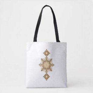 Bolso De Tela Armonía Geométrica Dorada