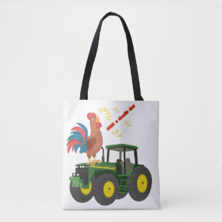Bolso De Tela Aroma de gallo en un tractor verde y amarillo