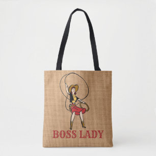 Bolso De Tela Arpillera de señora Vintage Cowgirl Git Along de