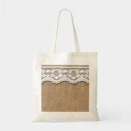 Bolso De Tela Arpillera y cordón rústicos