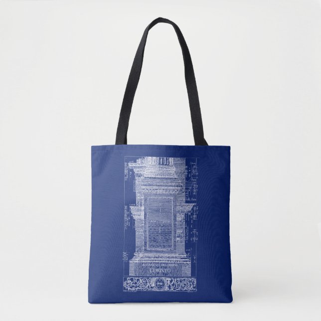 Bolso De Tela Arquitectura clásica, columna corintiana 1725 (Anverso)