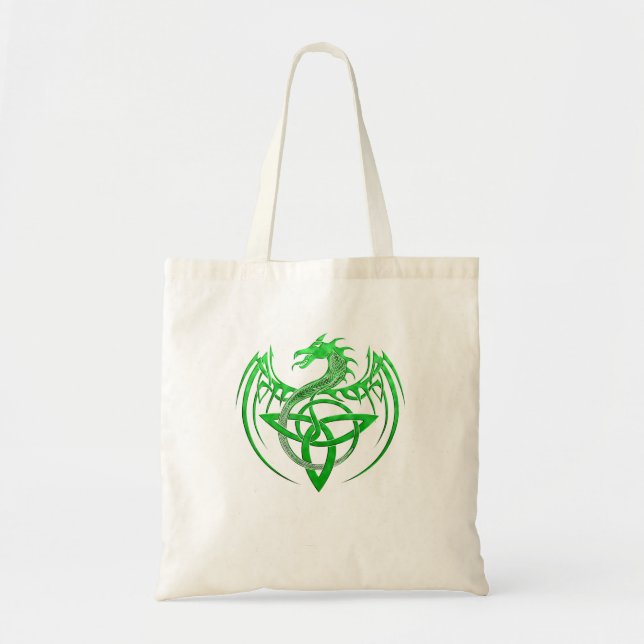 Bolso De Tela Arrastra Celta Tribal Irlandesa Verde Celta Knot F (Frente)