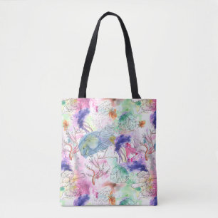 Bolso De Tela Arrecife de acuarela tropical suelta