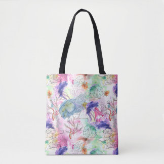 Bolso De Tela Arrecife de acuarela tropical suelta