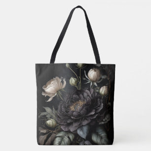 Bolso De Tela Arreglo de rosa gótica Flor negra