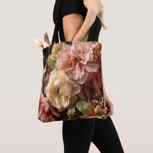 Bolso De Tela Arreglo Vintage de Peonía de Primavera Vibrante