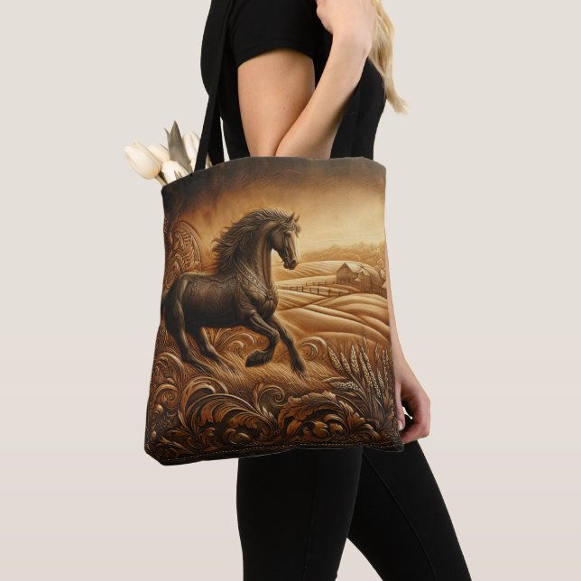 Bolso De Tela Arroz de cuero para caballos Sunset (Detalle)