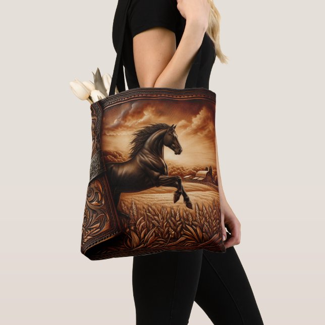 Bolso De Tela Arroz de cuero para caballos Sunset (Detalle)