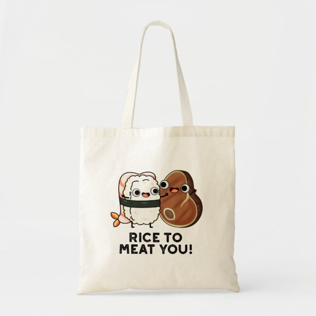 Bolso De Tela Arroz Para Carne Gracioso Sushi Steak Pun (Frente)