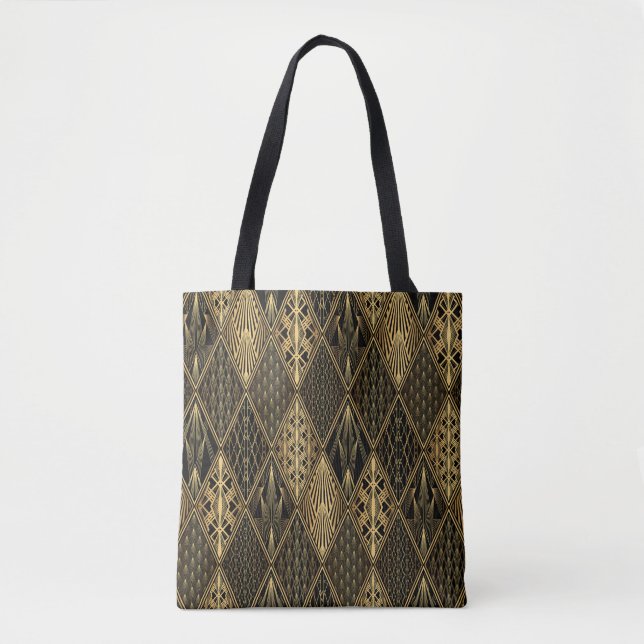 Bolso De Tela Art Deco Black Gold Elegance (Anverso)