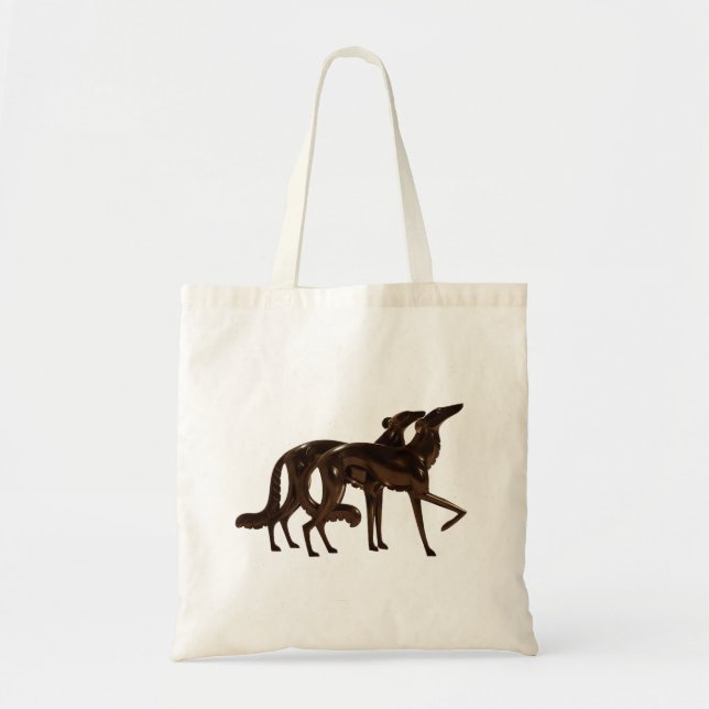 Bolso De Tela Art Deco Borzoi Duo Bronze (Frente)