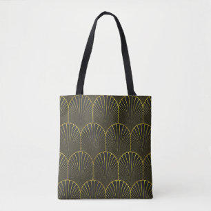 Bolso De Tela Art Deco En Oro Y Negro