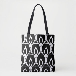 Bolso De Tela Art Deco Geométrico moderno blanco y negro