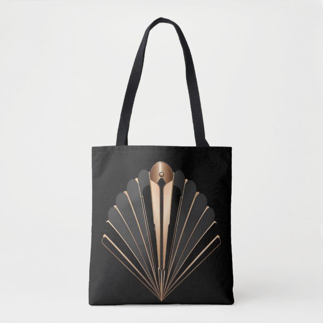 Bolso De Tela Art Deco Gold Fan Geometric Elegance (Anverso)