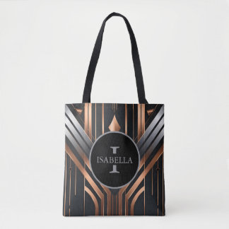 Bolso De Tela Art Deco Monogram Circle Name Design
