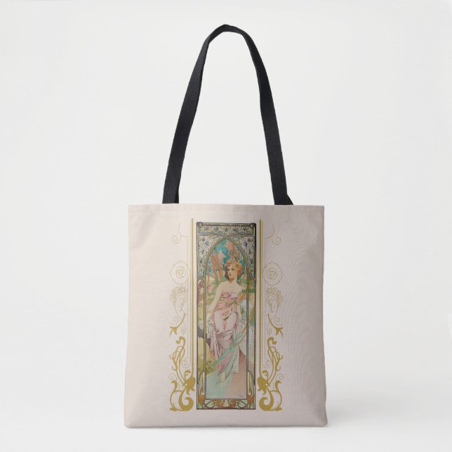 Bolso De Tela Art Nouveau Alphonse Mucha - Despertar por la maña (Anverso)