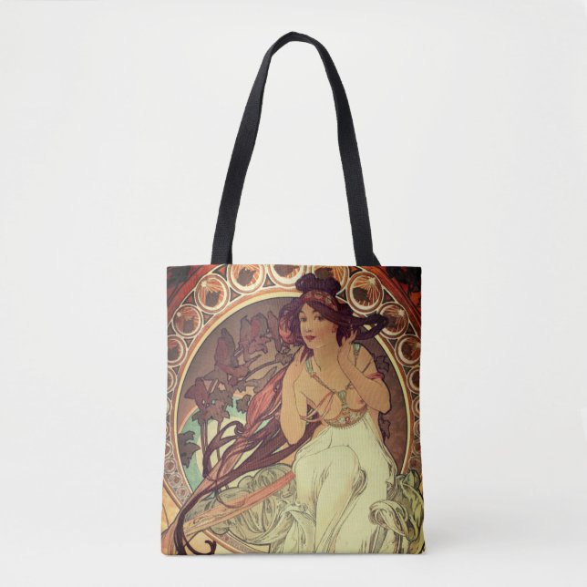 Bolso De Tela Art Nouveau Alphonse Mucha música musa elegante (Anverso)