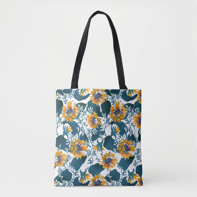 Bolso De Tela Art Nouveau, estampado floral. (Anverso)