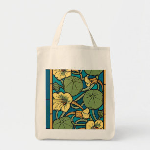Bolso De Tela Art Nouveau Nasturtium Azul Dorado floral Verneuil
