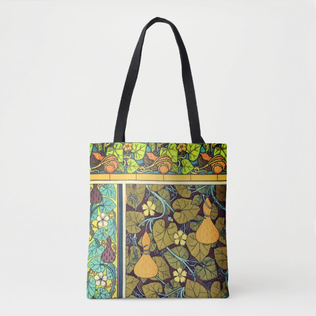 Bolso De Tela Art Nouveau otoño floral elegante gourd púrpura (Anverso)