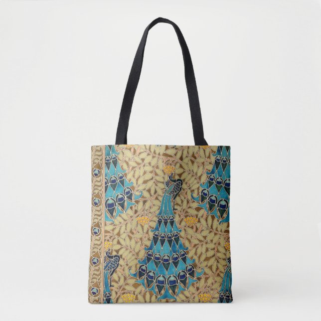 Bolso De Tela Art nouveau peacock textil deco verneuil azul (Anverso)