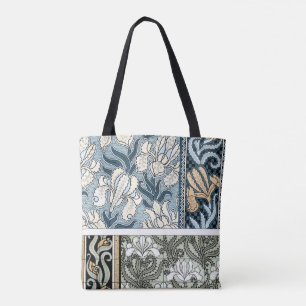 Bolso De Tela Art Nouveau vintage, flores Iris del jardín