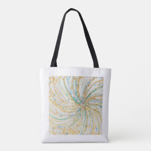 Bolso De Tela Arte abstracto Art Gold Turquesa Moderno