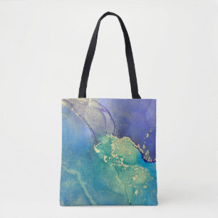 Bolso De Tela Arte abstracto con tinta alcohólica azul morado y