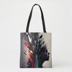 Bolso De Tela Arte abstracto de Boho con cara chica
