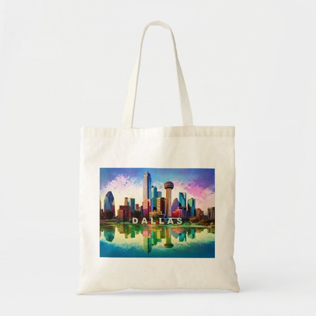Bolso De Tela Arte abstracto de Dallas Skyline (Frente)
