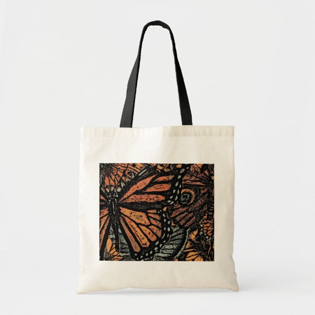 Bolso De Tela arte abstracto de fantasía de mariposa naranja (Frente)
