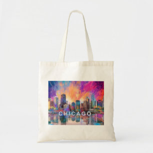 Bolso De Tela Arte abstracto de la línea aérea de Chicago