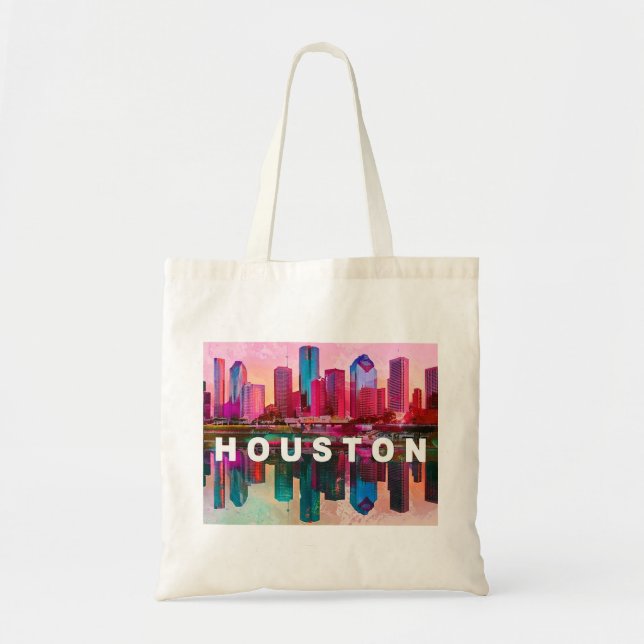 Bolso De Tela Arte abstracto de la línea aérea de Houston (Frente)