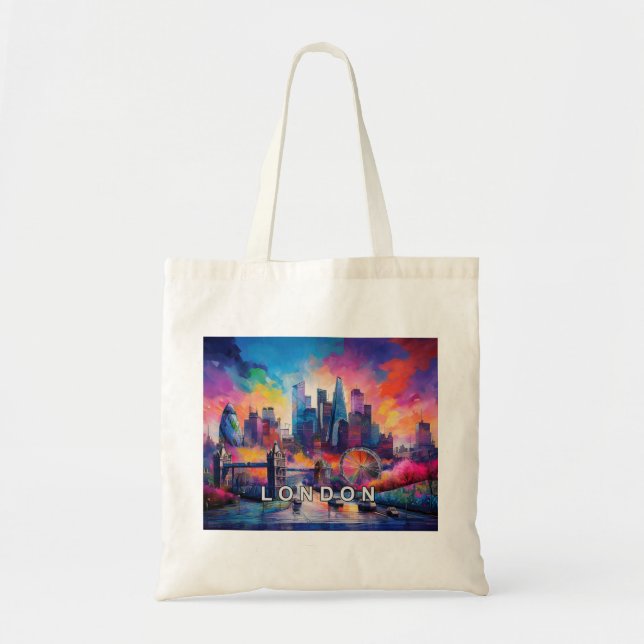 Bolso De Tela Arte abstracto de la línea aérea de Londres (Frente)